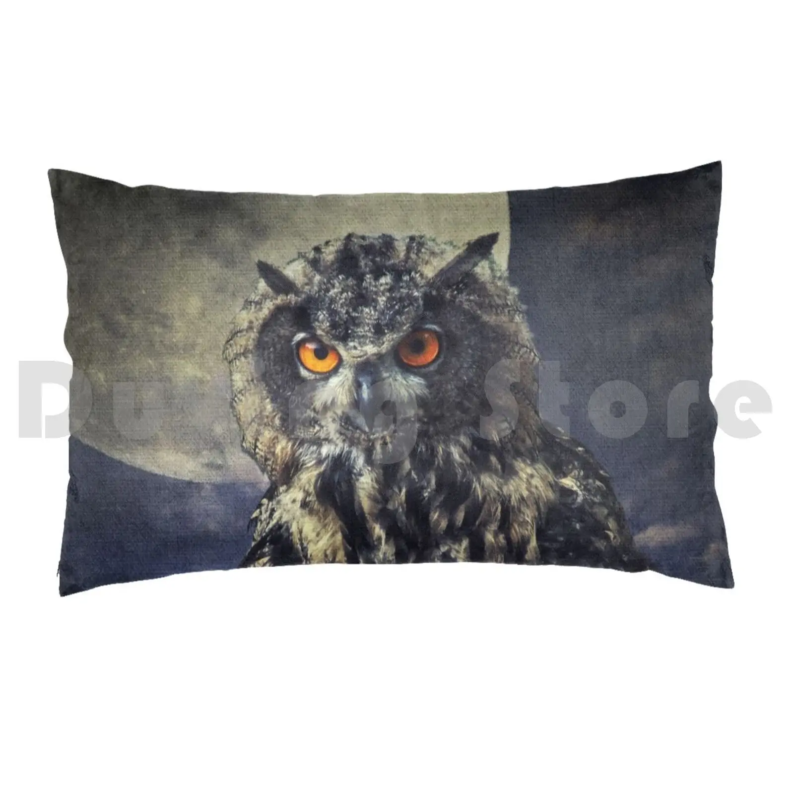 Eagle Owl Pillow Case Printed 50x75 Evening Mysterious Sky Moon Moonlight Mystical Night Night Bird Nature