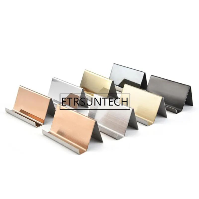 100pcs Stainless Steel Business Cards Holders Desktop Card Display Business Card Rack Organizer Rose Gold Silver