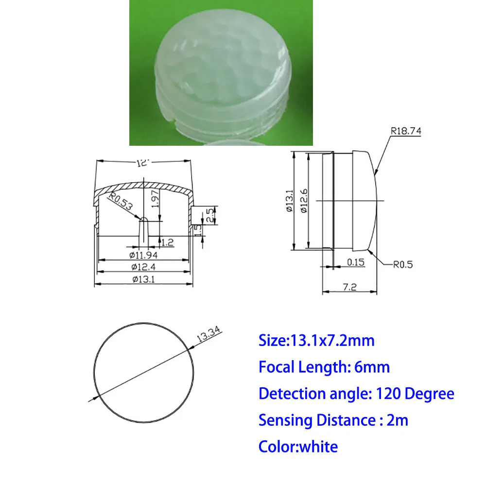 1pcs white infrared high sensitivity 10.1 13.1 23 mm PIR Fresnel lens