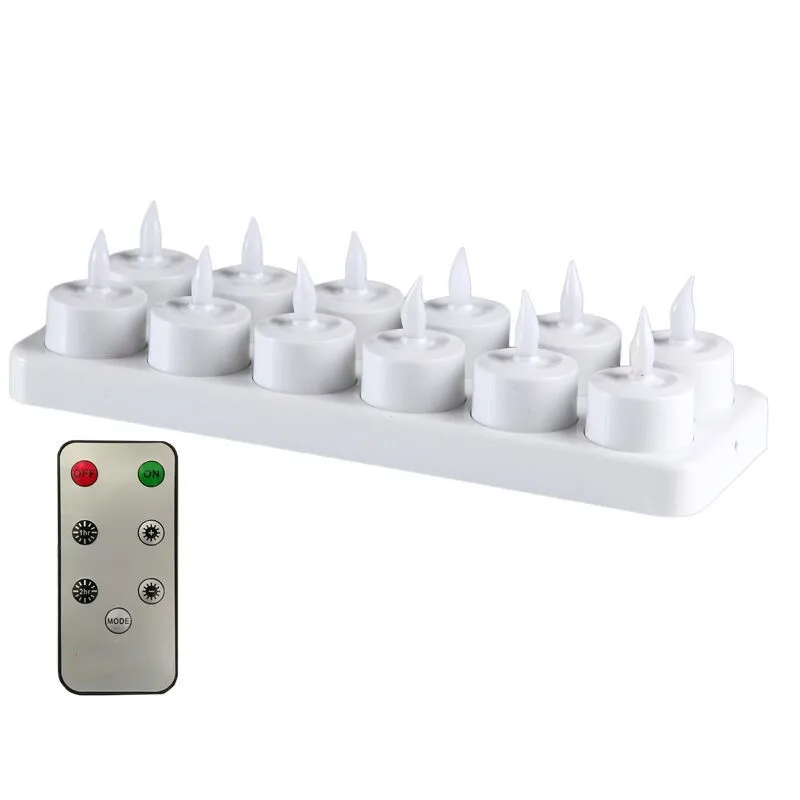 Remote controlled Set of 12 LED Rechargeable Tea Light Tealight Candle Lamp 7key w/Timer function Wedding Christmas Bar Home Dec