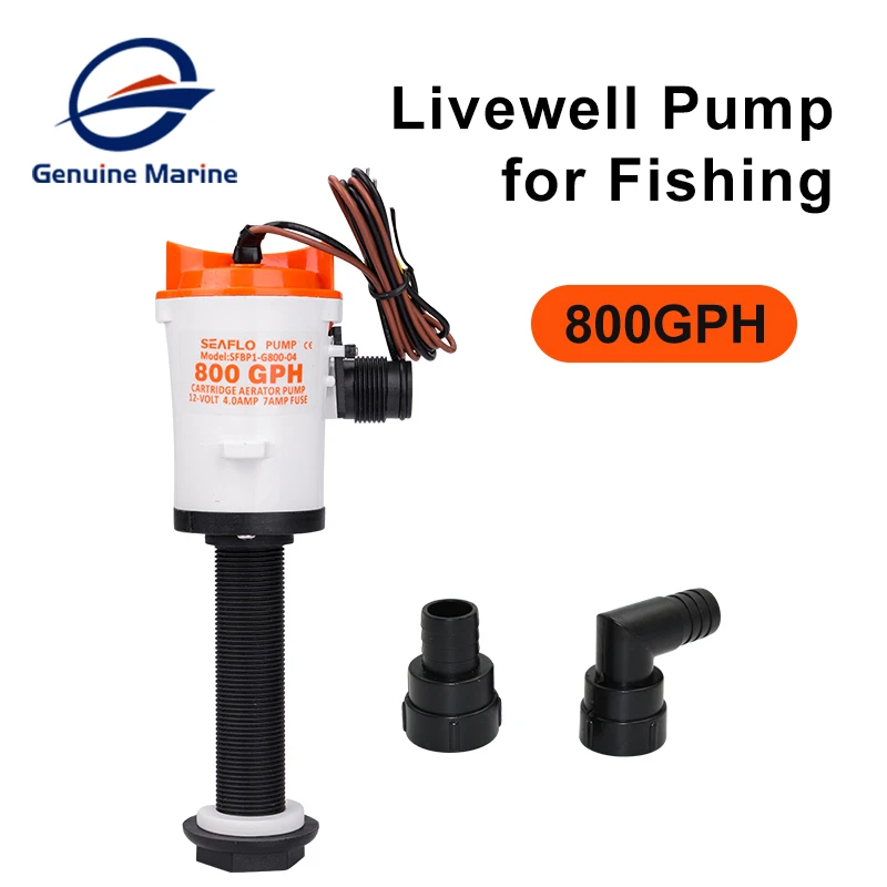 

Seaflo 800GPH 12V Livewell Aeration Pump Bait Water Pump Live Bait Tank For Fishing Marine Boat Ship Bilge Pump Straight Style