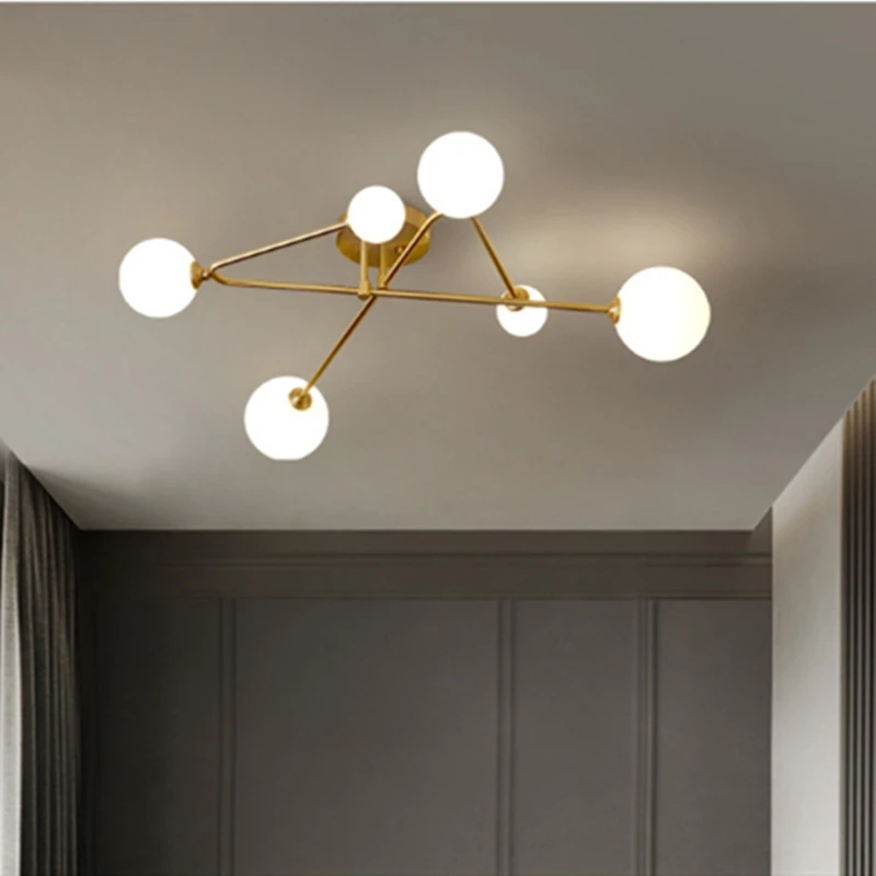 

Modern luxury ceiling light Golden for Living Room Bedroom lustre nordic Luxury Indoor Decor Ball glass ceiling light