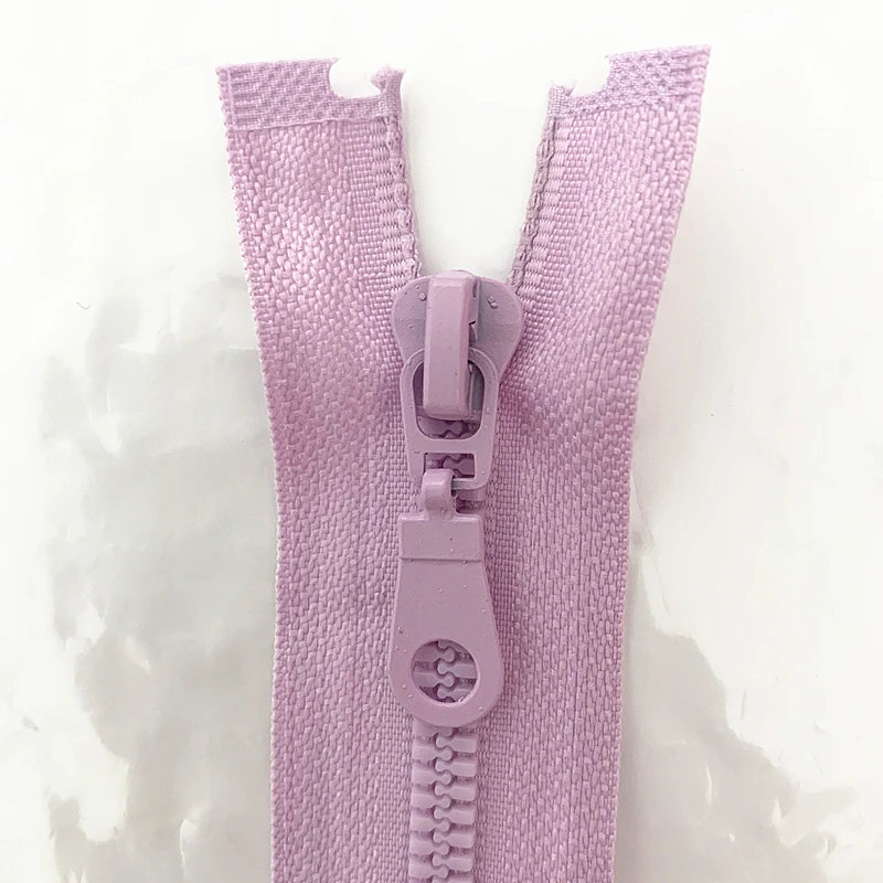 2pcs 5# 25-70cm Light purple detachable resin zipper opening opening automatic ecological locking plastic zipper for sewing suit