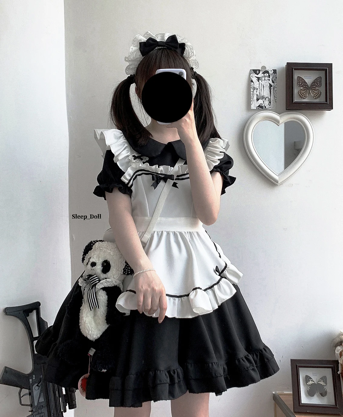 Sweet Princess Lolita Vintage สาวนุ่ม Peter Pan ปลอกคอสูงเอวชุดวิคตอเรีย Kawaii สาว Gothic Lolita Op Loli