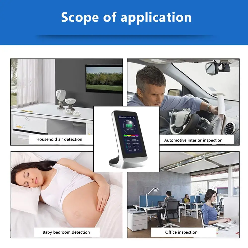 Dienmern 72A Multifunction Air Quality Monitor PM2.5 Detector Gas Analyzer Dust Sensor LCD Display tester indoor Pollution Meter