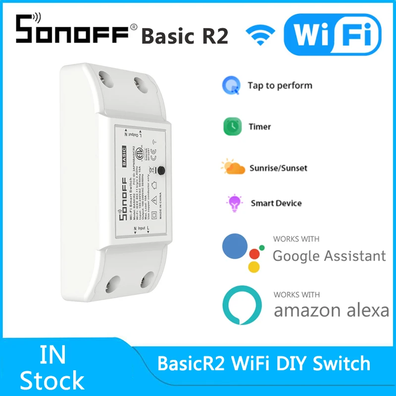 Itead Sonoff Basic R2 Wifi DIY Smart Wireless Remote Switch Smart Scene Voice Control Via Alexa Google Home Via EWeLink App