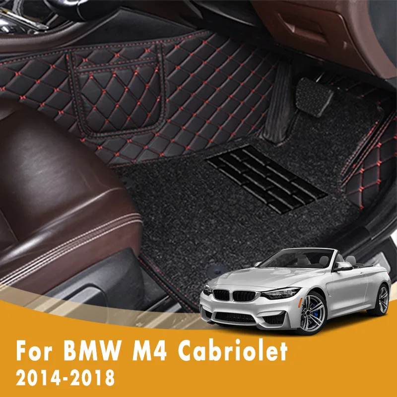 

RHD Car Floor Mats For BMW M4 Cabriolet 2018 2017 2016 2015 2014 Double Layer Wire Loop Custom Leather Car Accessories Carpets