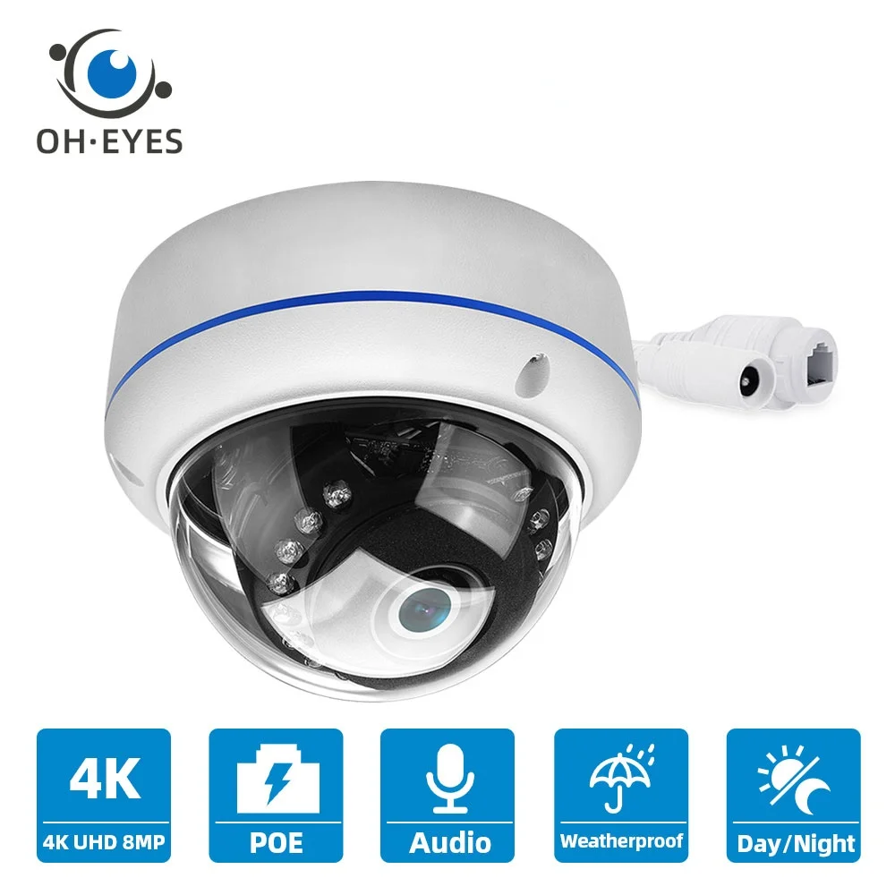 

4K IP POE CCTV Dome Camera Outdoor Waterproof 8MP Night Vision Security Video Surveillance Camera System Audio Ceiling IP Cam