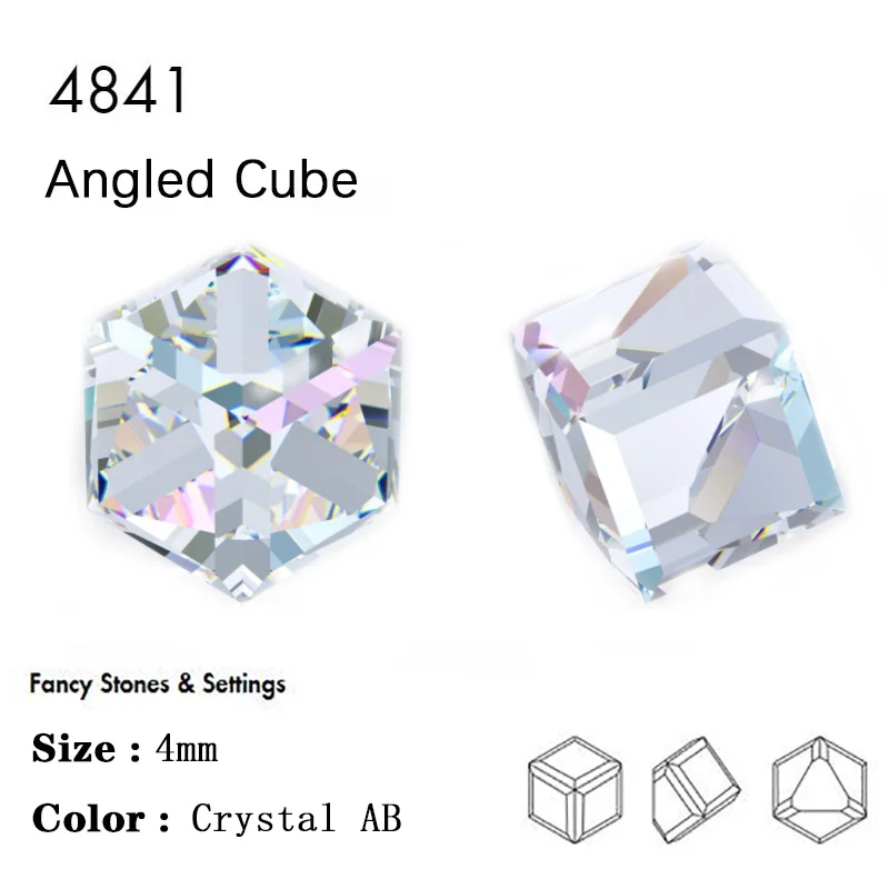 YANRUO Multicolor Fantastic 3D Glass Crystal Charms Rhinestones For Nail Design Geometric Cube Square DIY Nail Art Decorations