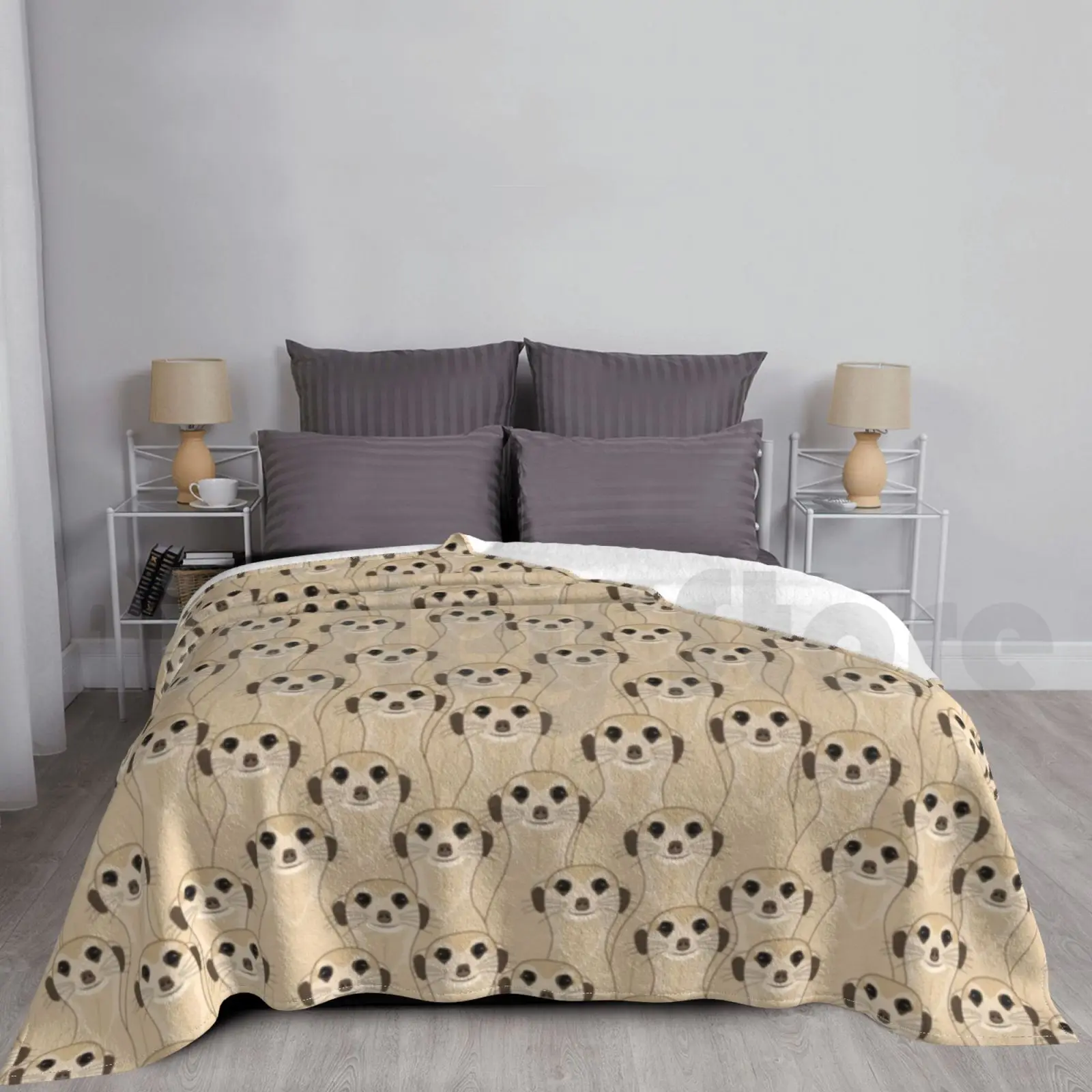 Meerkats _ Kalahari Desert Blanket For Sofa Bed Travel Meerkats Animals Mammals Small Funny Kalahari Desert