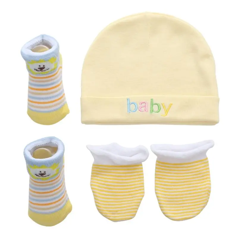 Autumn Winter Baby Hat and Mittens Girl Boy Cap Socks Comfy Infant Hat & Gloves Cotton Toddler Newborn Baby Accessorise For 0-3