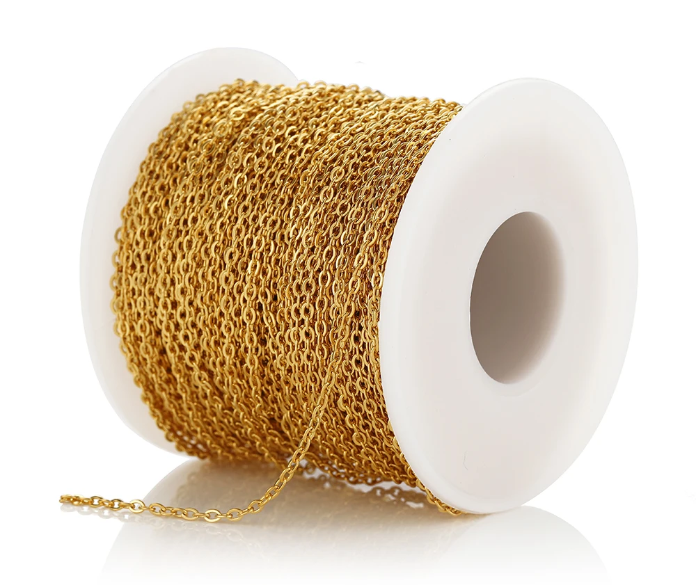 10 Meter 1/1,5/2mm Gold Edelstahlkette Halskette DIY O-Form Kreuzketten für Armbänder Schmuckherstellungskomponenten – Detail 12