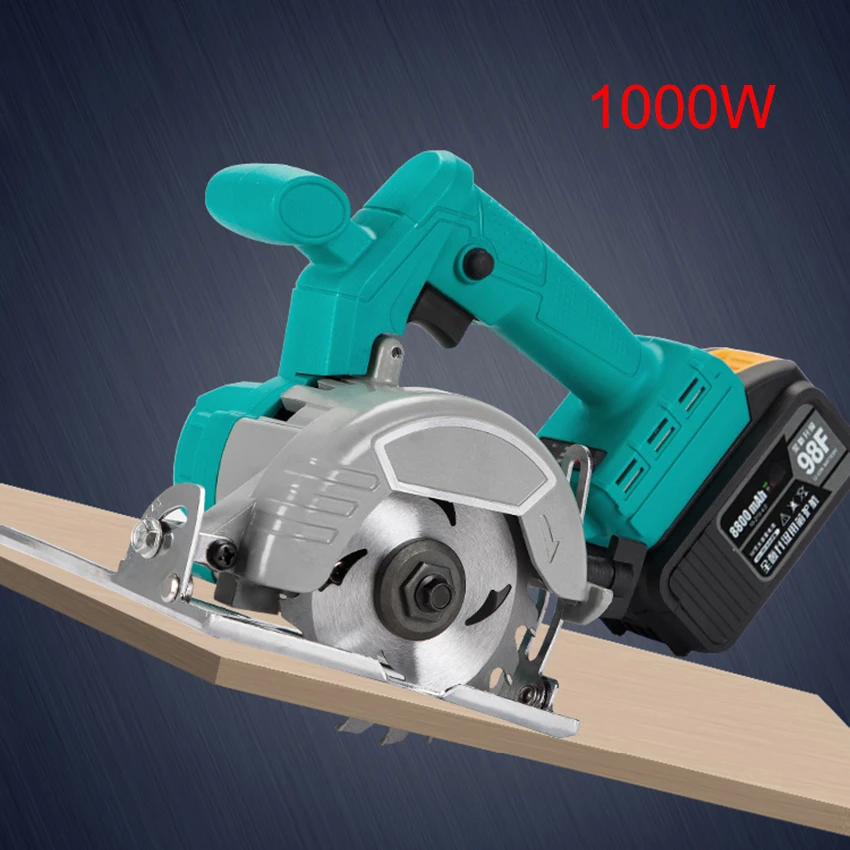 4/5 Inch 1000W Rechargeable Electric Circular Saw 2PCS Saw Blades Cordless Adjustable Curved Wood Cutting Machine Power Tools