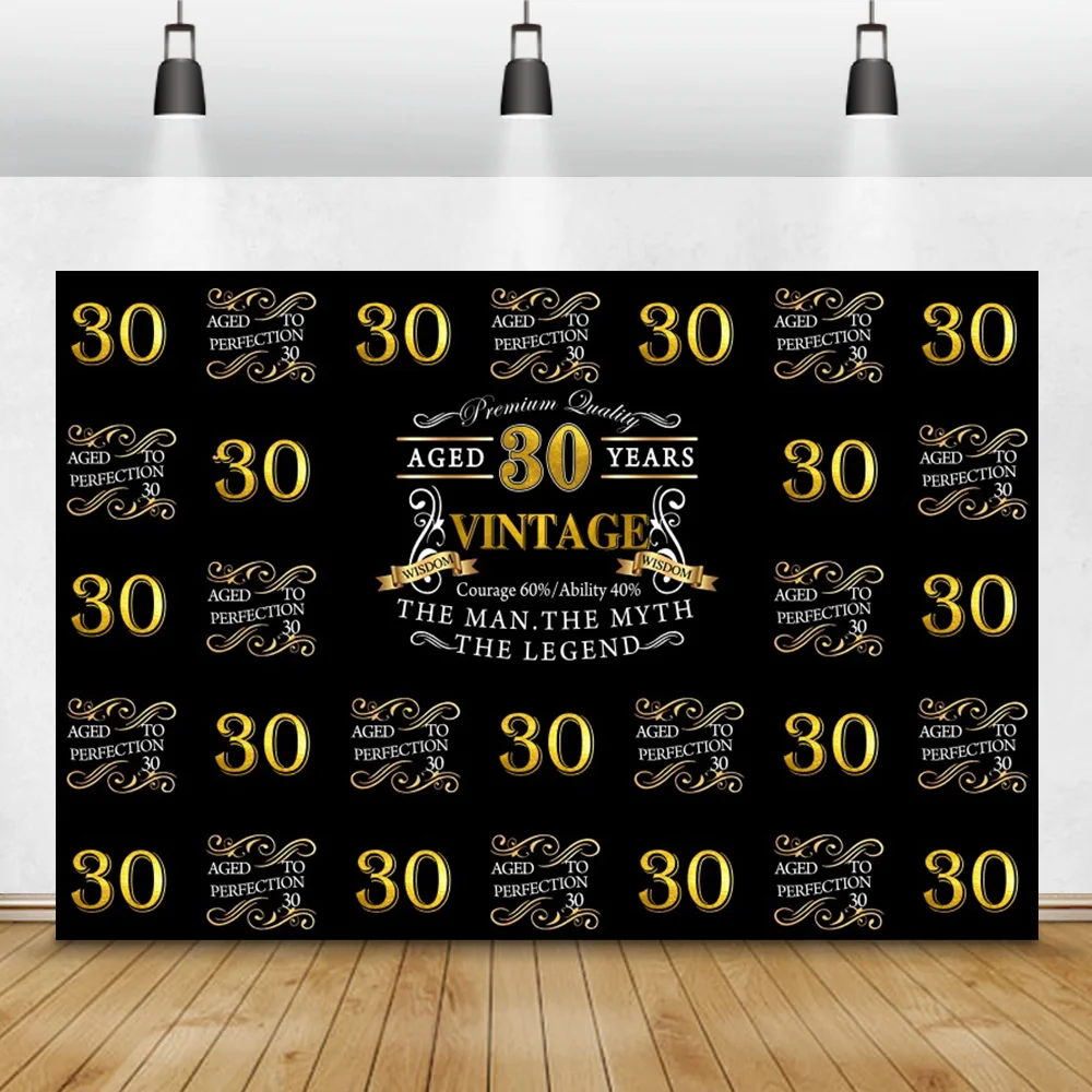 Happy 30th Birthday Photography Backdrop Friends Party Decor Name Portrait Customized Poster Photocall Poster Photo Background