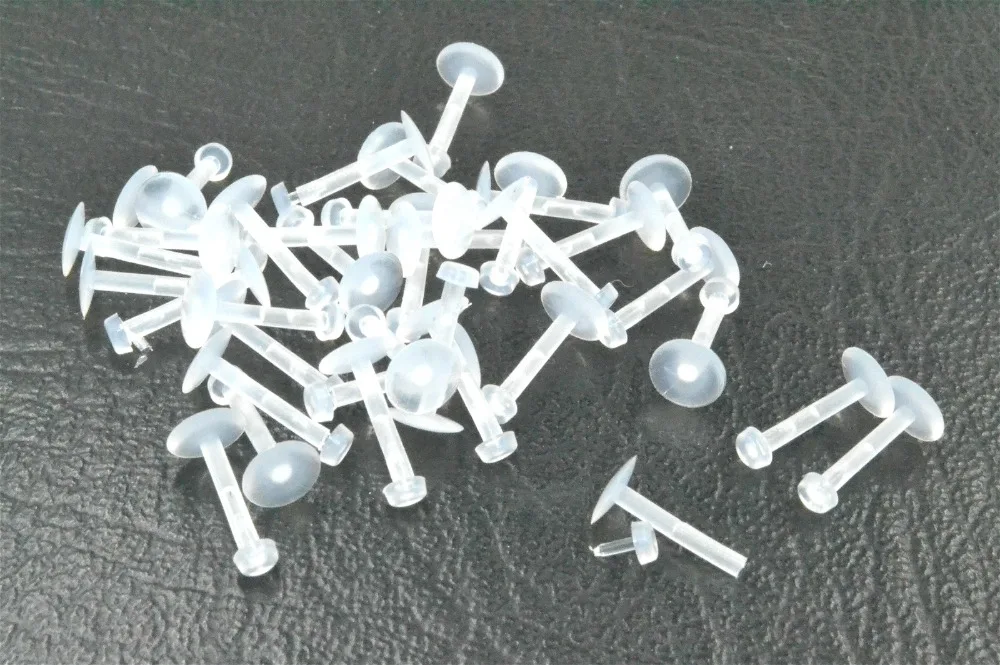 50 Stück Körperpiercing - UV-flexibler Retainer, transparenter flacher Lippen-Labret-Ring, Push-In-Ohr-Helix-Stab, Lippenpiercing 16gx8/10mm – Detail 3