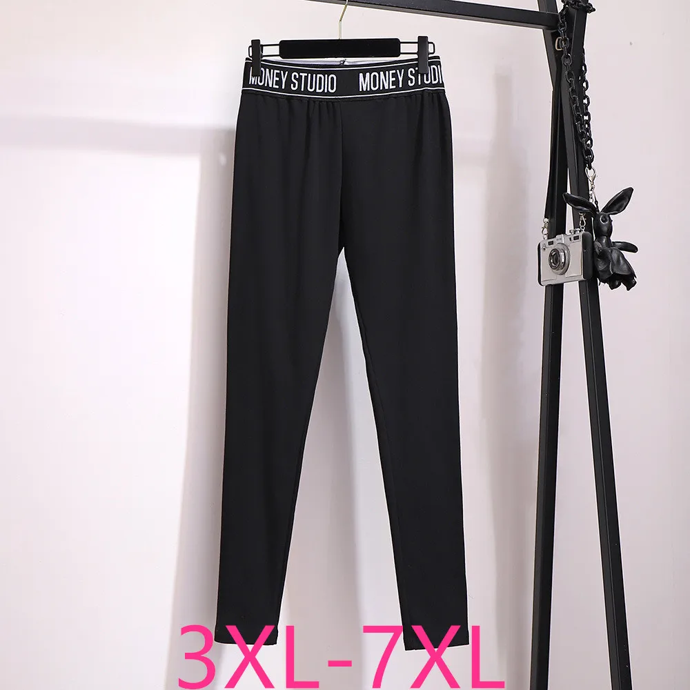 New 2021 Spring Autumn Plus Size Pencil Basic Pants For Women Large Slim Elastic Black Long Sport Trousers 3XL 4XL 5XL 6XL 7XL