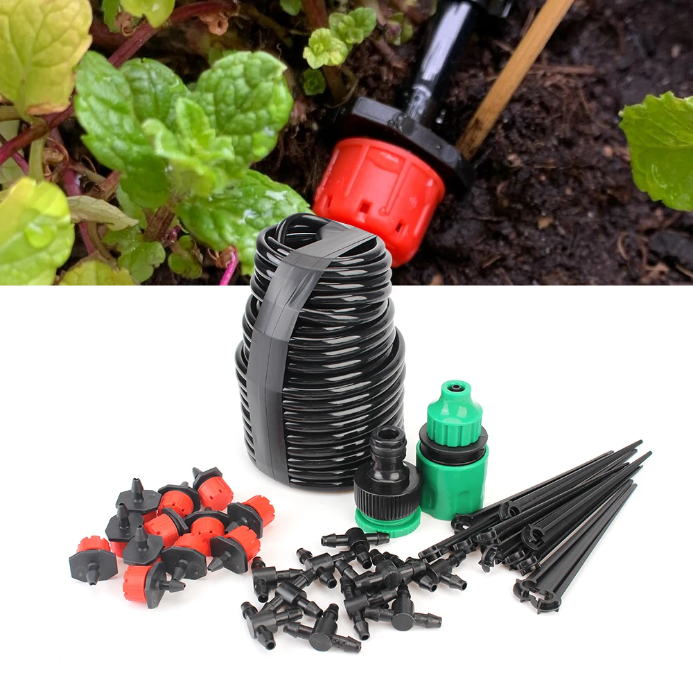 

Micro Drip Irrigation System DIY Garden Hose 10M-20M with Adjustable Drippers Misting Watering Kits Automatic Watering