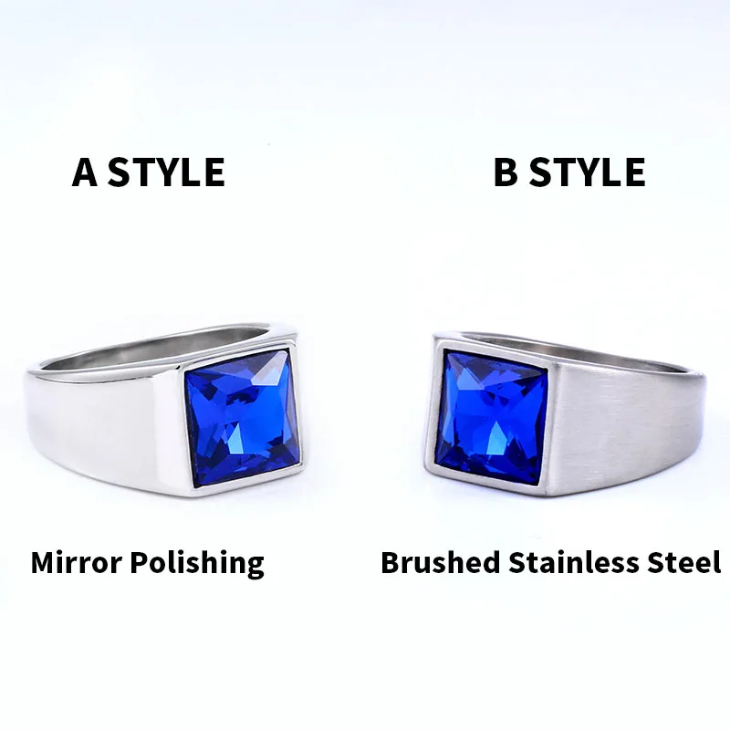 BEIER 316L stainless steel Fashion Inlaid Red/Blue/Black Stone Square Men and Women Ring Jewelry Gift LLBR8-701R