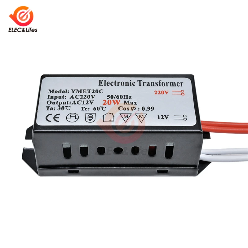 AC 220V to 12V 20W Step Down Voltage Converter Power Halogen lamp Lighting Transformer Regulator LED Driver for Ceiling Cabinet