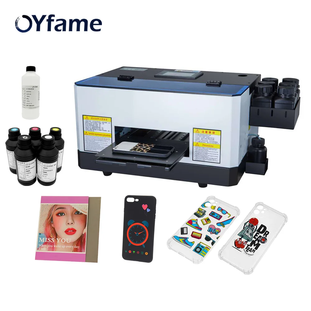 

OYfame impresora A5 UV Flatbed Printer A5 uv flatbed printer for phone case acrylic glass portable A5 led uv printing machine