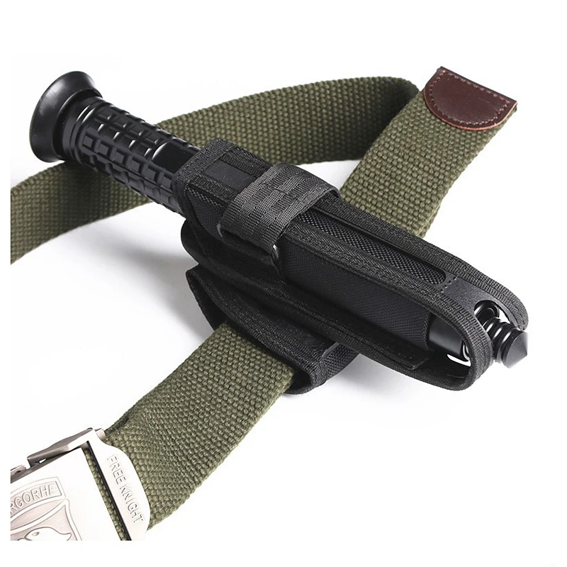 Military 360 Degree Rotation Baton Case Holster Black Baton Holder Pouch EDC Self Defense Safety Survial Kit for Outdoor Police