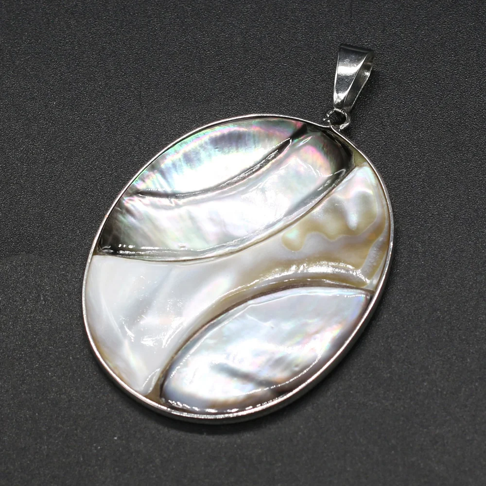 Natural Stone Shell Pendant Exquisite Oval Charms For Jewelry Making Charms DIY Necklace Accessory