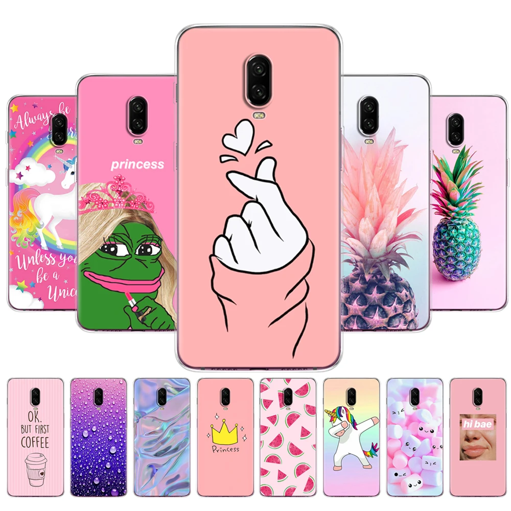 silicon case for oneplus 6t case cover Coque for one plus 6T case etui cover for oneplus6 t case silicon pink summer