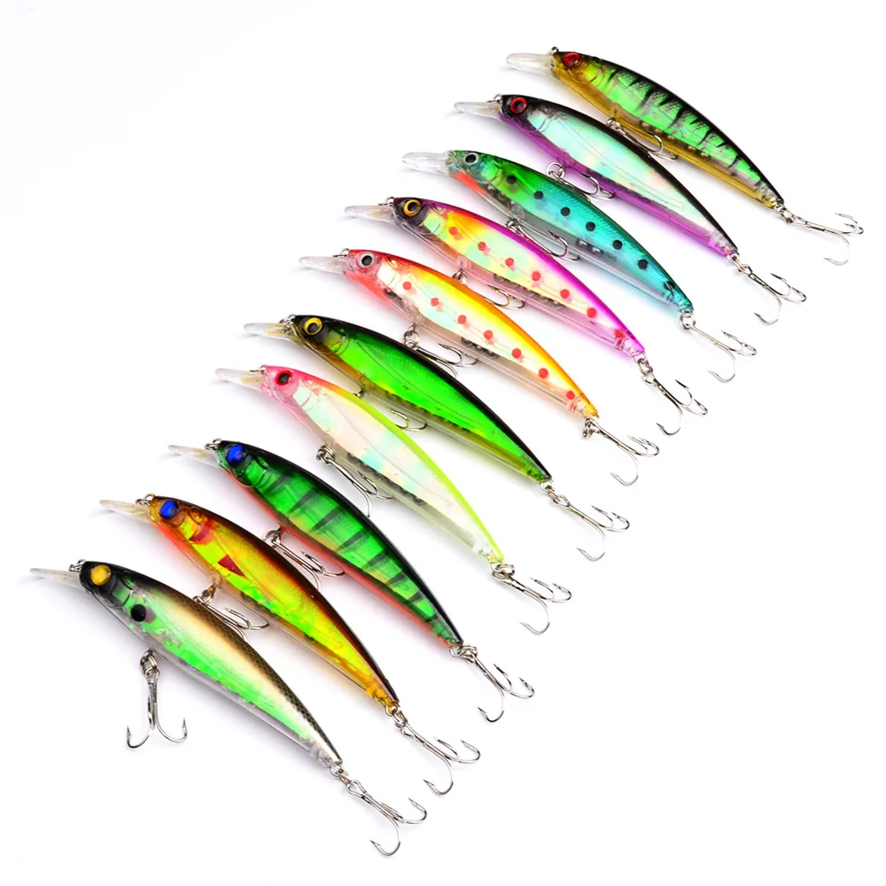 1Pcs 11CM Road Bait Mino13.4G 10color Sinking Bait Vibrating Rattan Hook Wiggler Deep Submergence Marine Artificial Plastic Bait