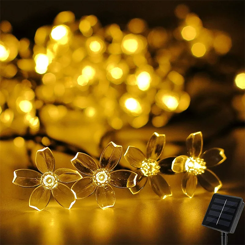 

Solar Flower String Lights Outdoor Waterproof Cherry Blossom String Light 8 Modes Solar Fairy Light For Patio Garden Party Decor