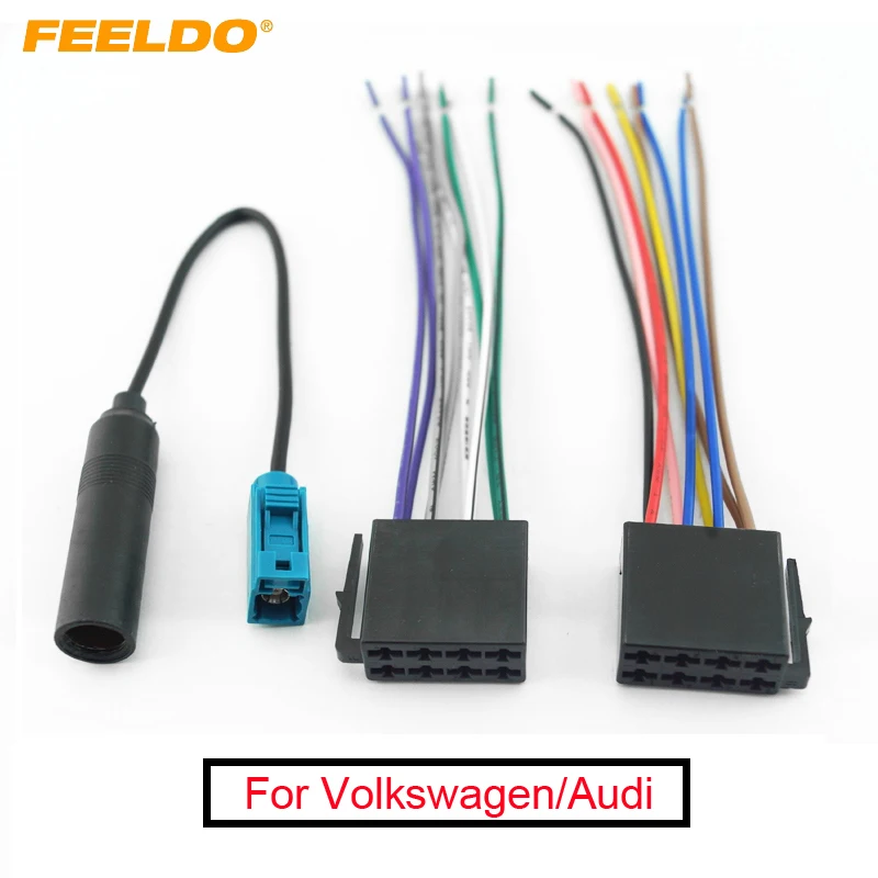 

FEELDO 5Set Car Stereo Audio Wiring Harness With FAKRA II Antenna Plug For Volkswagen/Audi/Mercedes OEM Factory Head Unit