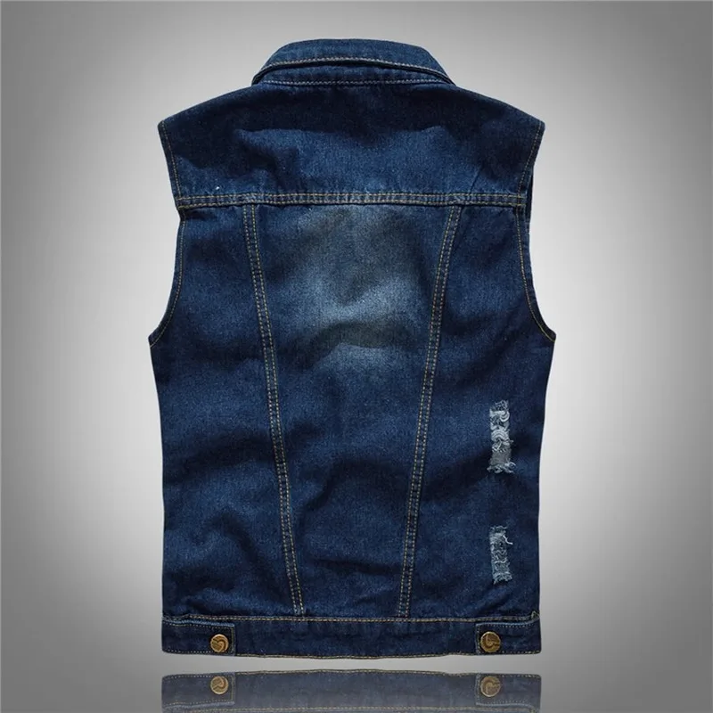 Hot New 2026 Size M-5XL Denim Vest Men\'s Jacket Sleeveless Casual Waistcoat Men\'s Jean Coat Ripped Slim Fit Male Jacket Cowboy