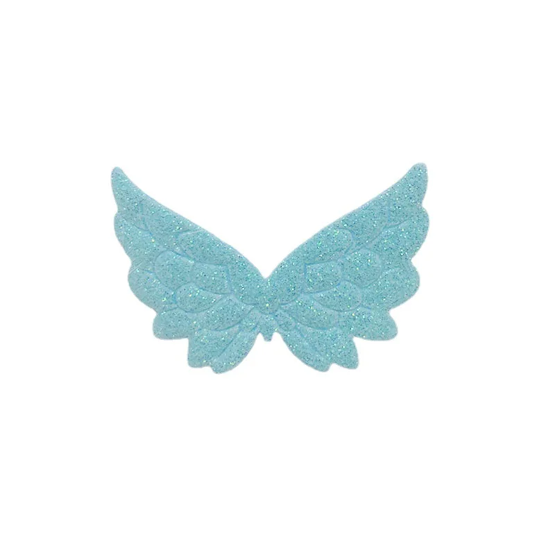 80Pcs/Lot 5*4CM Angel Wing Appliques Single Sided Glitter Powders Fairy Wing Patches DIY Headwear Bowknot Bow Tie Accessories