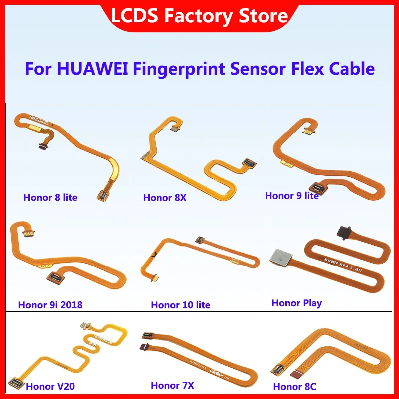 AAA  Fingerprint Flex Cable For HUAWEI Honor 8 lite 8x honor9 lite 9i 2018 honor 10 lite honor play V20 7X 8C Fingerprint Sensor