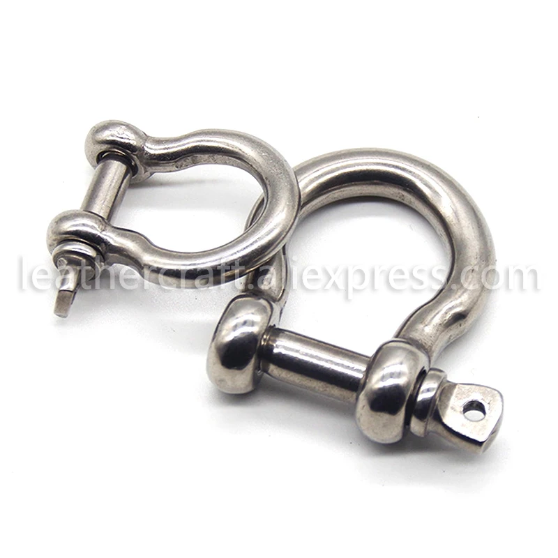 1 pcs Stainless Steel Carabiner D Bow Shackle Fob Key Ring Keychain Hook Screw Joint Connector Buckle Solid Metal 2 Size