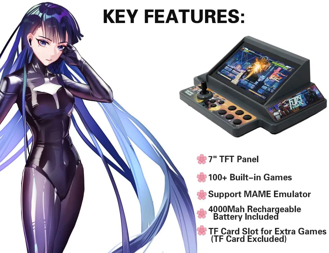 Console do jogo de vídeo construído em 111 jogos 7 Polegada hd tela arcada handheld jogos consola para o sistema android apoio extra cartão tf