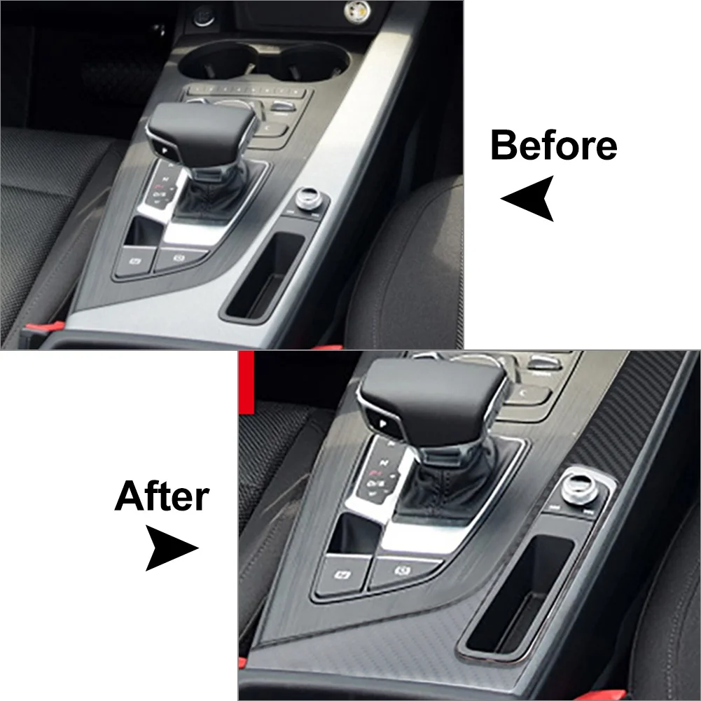 Car Console Gear Shift Box Frame Trim Cover Carbon Fiber Decoration Sticker For Audi A4 B9 A5 S5 2017 2018 2019 2020