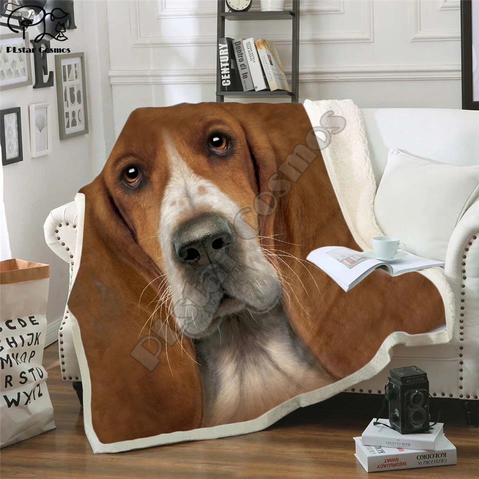 

Dog face 3D Printing Plush Fleece Blanket Adult Fashion Quilts Home Office Washable Duvet Casual Kids Girls Sherpa Blanket dog12