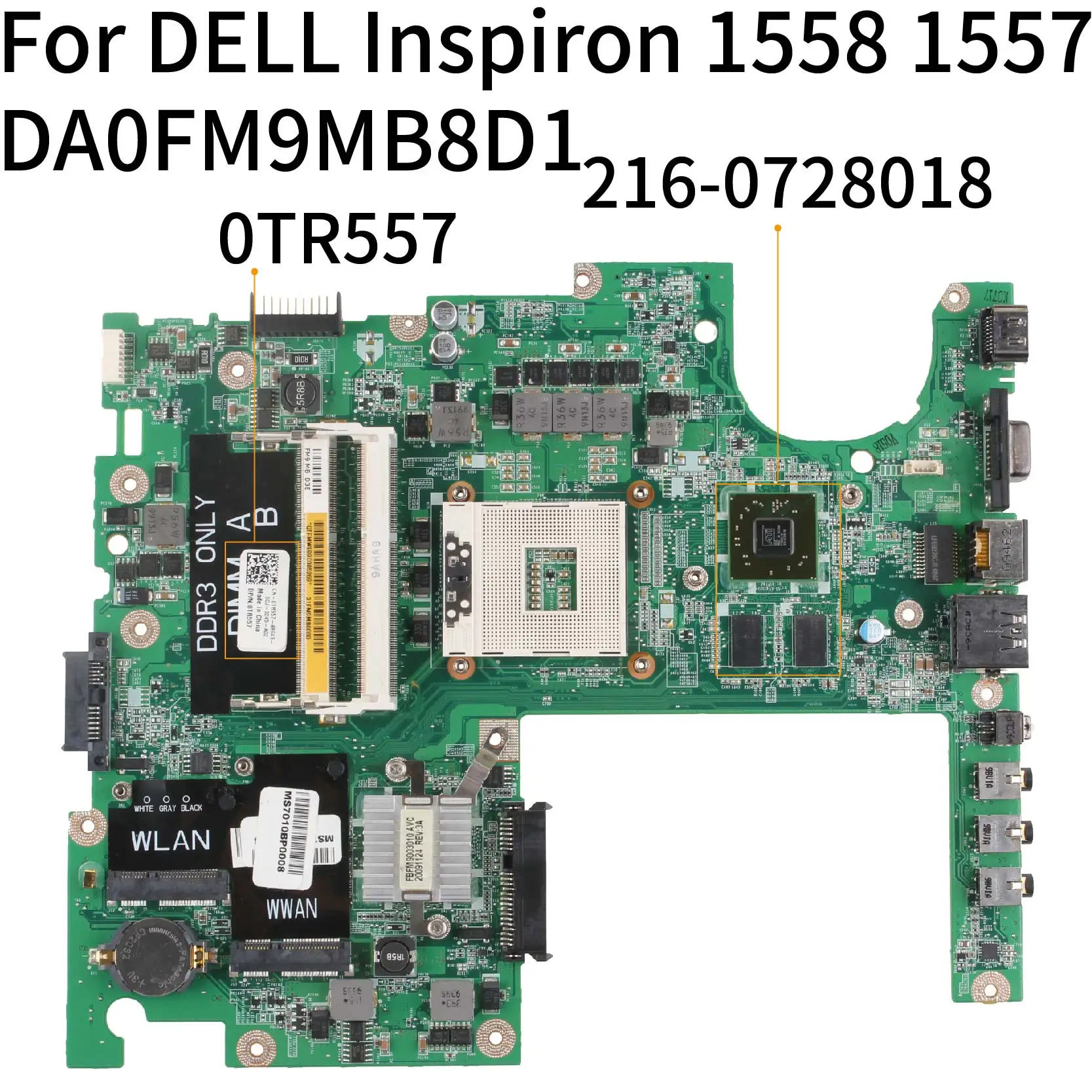 

KoCoQin материнская плата для ноутбука DELL Inspiron 1558 1557 HD4570 материнская плата CN-0TR557 0TR557 DA0FM9MB8D1 HM57 216-0728018