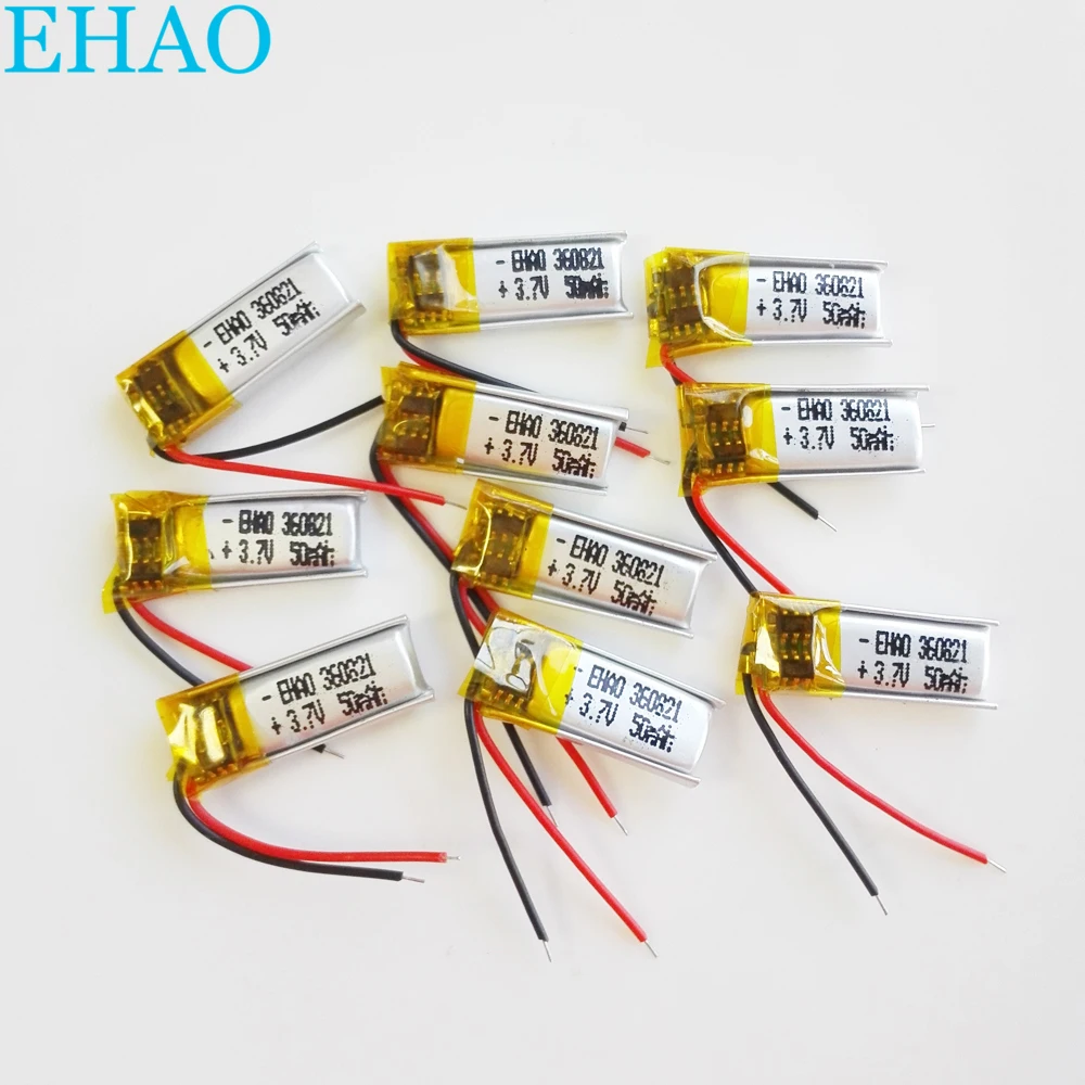 10 szt. 3.7v 50mAh litowo-polimerowa LiPo akumulatorowe ogniwa litowo-jonowe do Mp3 Bluetooth rejestrator słuchawkowy zestaw słuchawkowy 360821