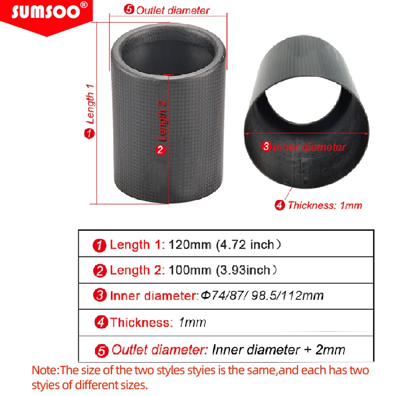 genuine SUMSOO Curly / Straight Full Exhaust Pipe Matte/ Glossy Cover Car Universal Exhaust Muffler Pipe Tip Cover Accessories