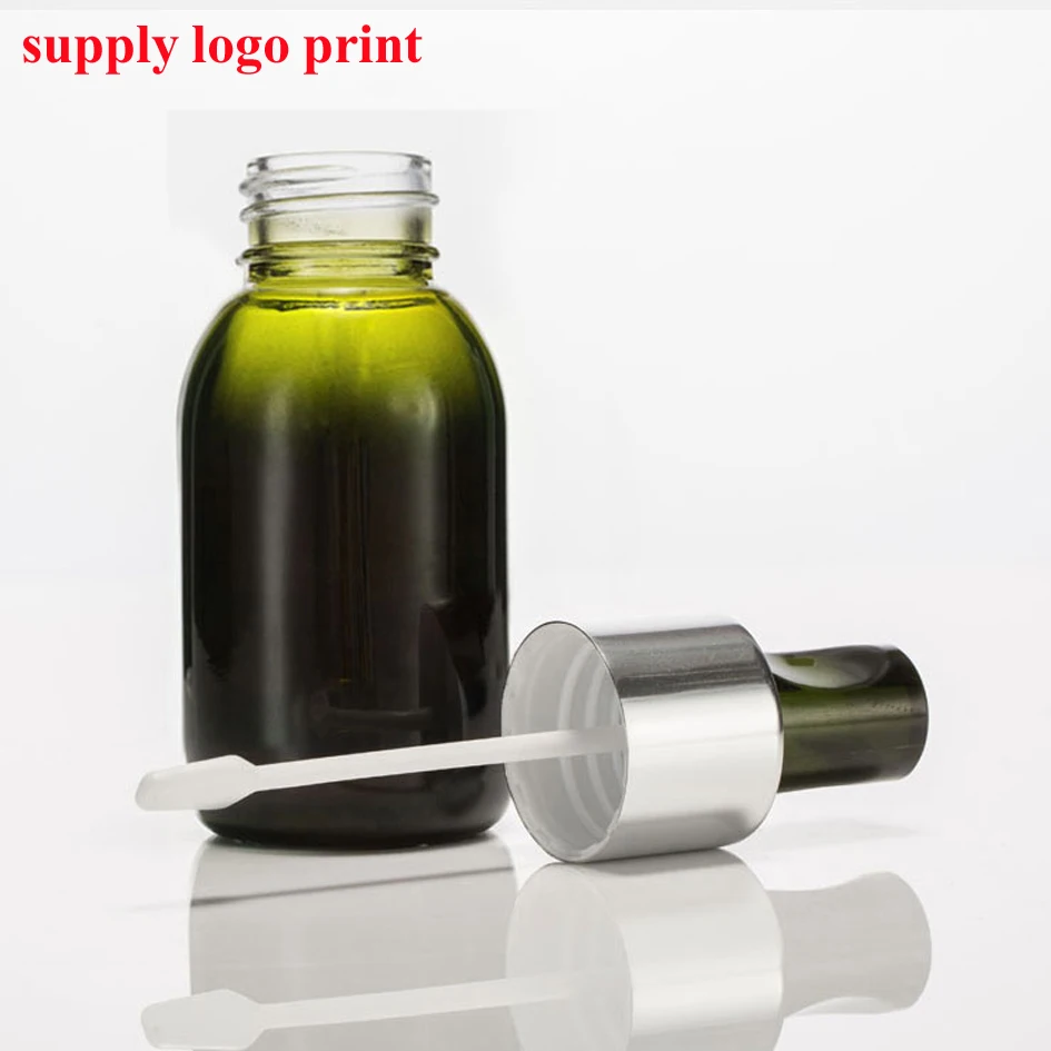 50ml 50pcs/lot lotion bottle cream bright green glass bottle Alumina touch cover Refillable Bottles