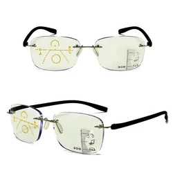 CLARA VIDA Ultra-light Frameless Anti-blue Light Progressive Multifocus Reading Glasses Smart Men Women+1.0 +1.5 +2.0 To +4.0