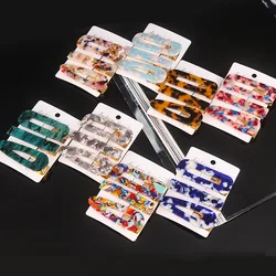 3pcs/lot Hair Clips for Women Colorful Geometry Marbling Acetate Hair Clip Girls Hair Accessories Hair Barrettes Hairclip New