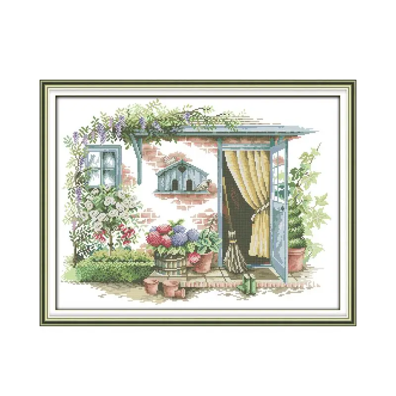 

Flower room cross stitch kit aida 14ct 11ct count print canvas stitches embroidery DIY handmade needlework
