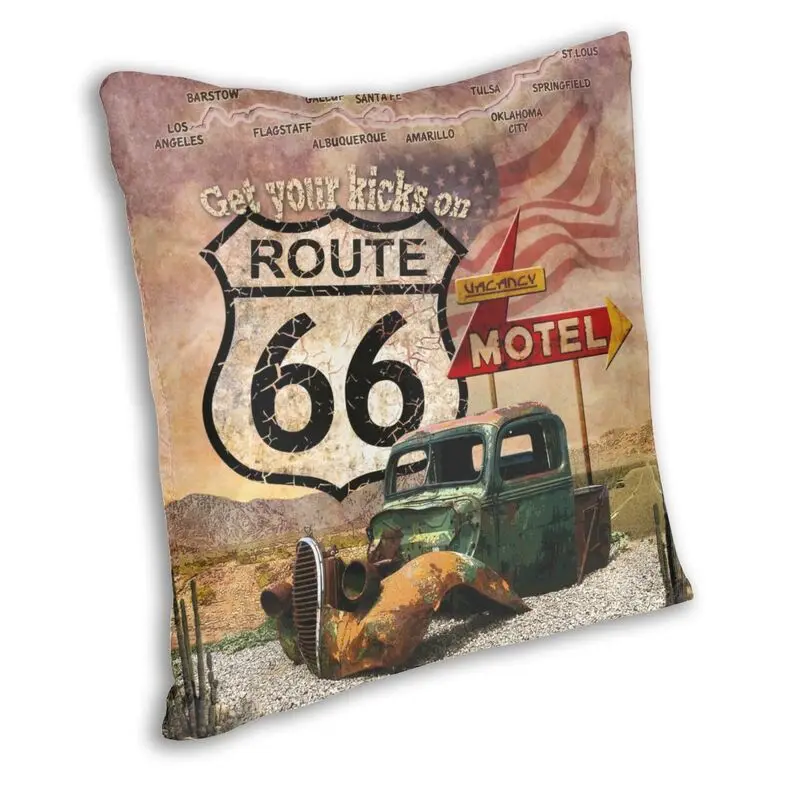 Get Your Kicks On Route 66 Square Pillow Cover Home Decorative USA Highway Cushions Throw Pillow for Car Double-sided Printing