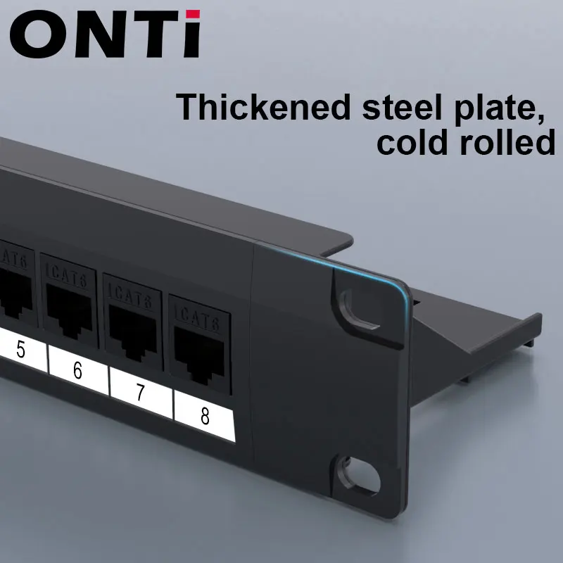 Onti 8 Poort Straight-Through CAT6 Patch Panel RJ45 Netwerk Kabel Adapter Keystone Jack Ethernet Distribution Frame