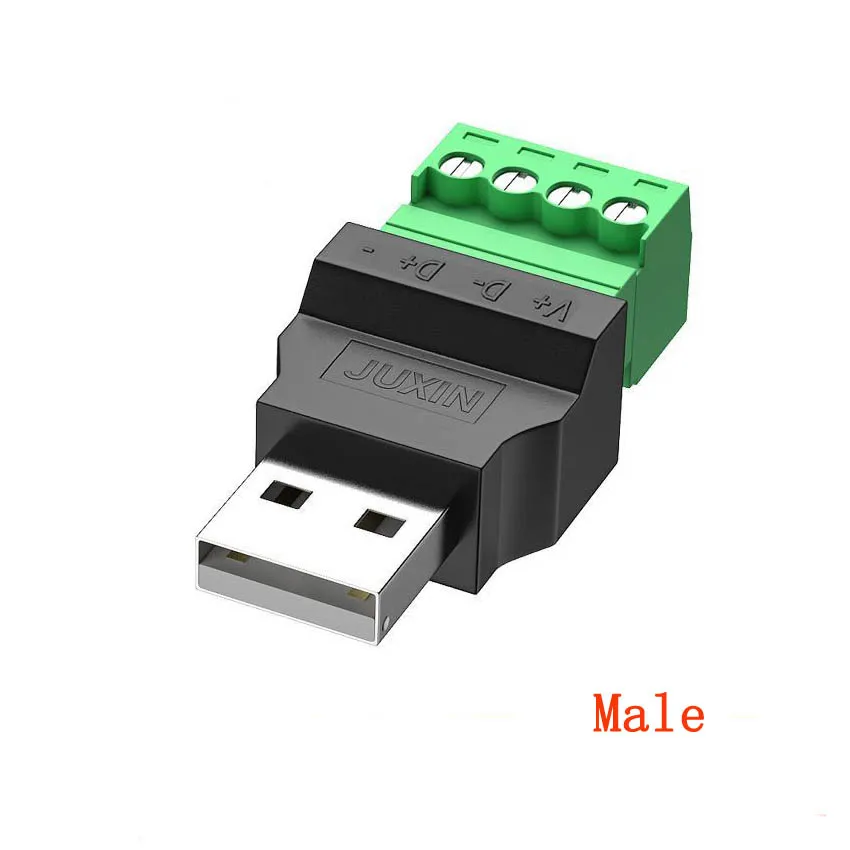 Conector USB 2,0 tipo A hembra/macho A adaptador de enchufe de Terminal de tornillo de 4 pines