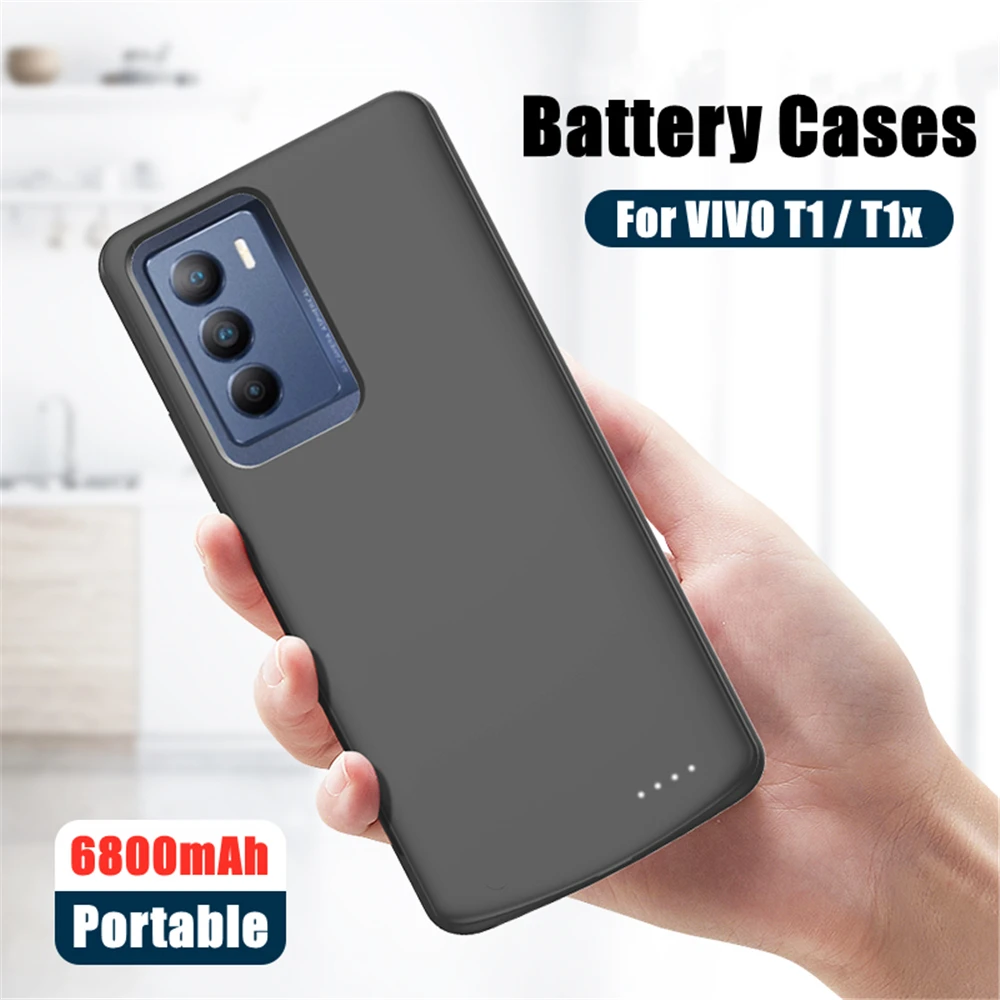 Battery Charger Cases For VIVO T1x Smart Battery Cases 6800mAh Portable Power Bank Charging Cover For VIVO T1 Powerbank Case