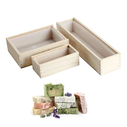 Silicone Soap Molds Rectangle Loaf Soap Mould with Wooden Box Handmade Soap Making Tool