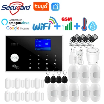 Sistema de alarme wi-fi gsm, tuya, casa inteligente, tela tft, aplicativo rfid, teclado sensível ao toque, alarme de segurança contra roubo, suporte para comutação de voz
